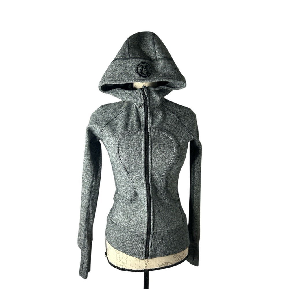 Lululemon Jacket Womens 2 Long Sleeve Hooded Gray‎ Full Zip Midweight Pockets